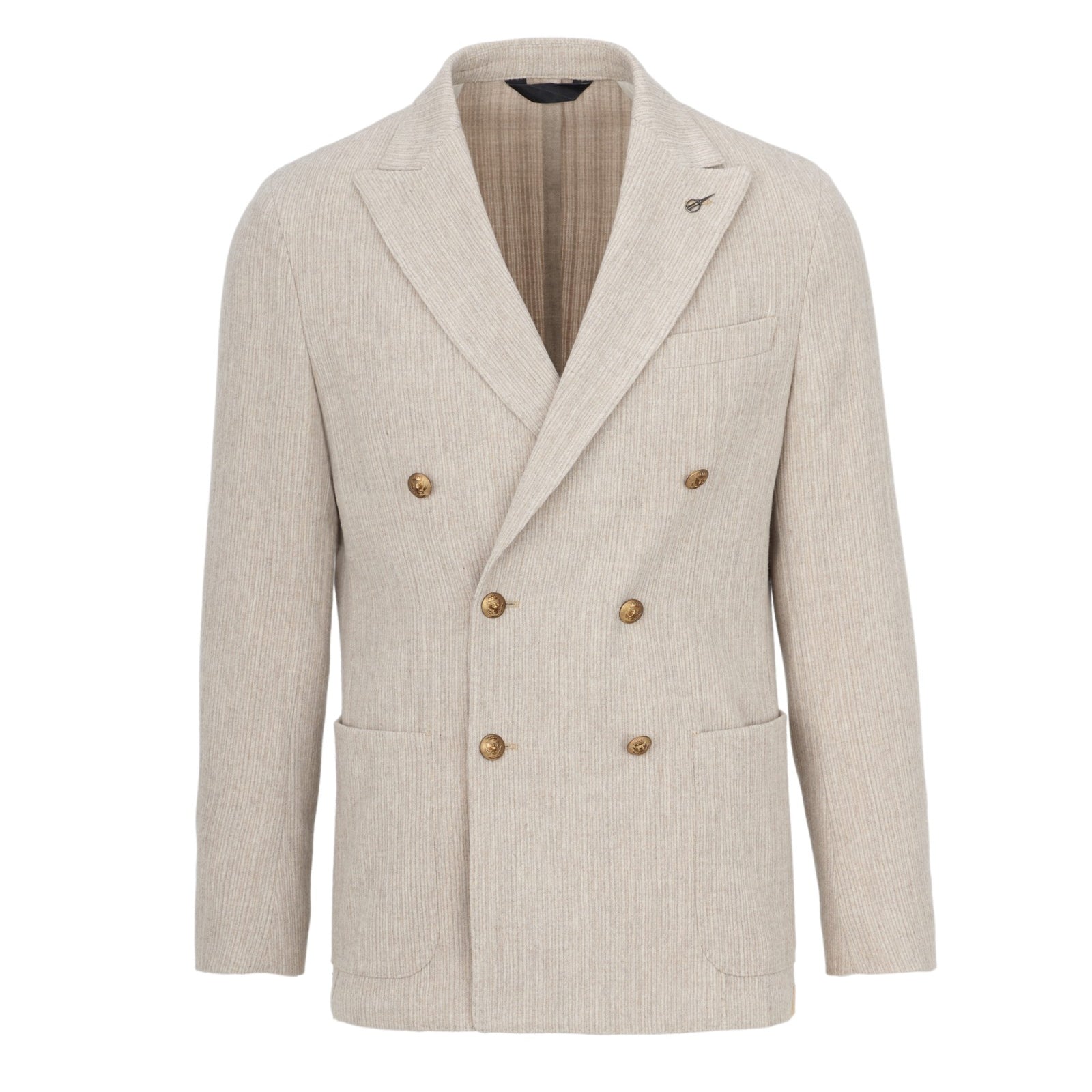 Giacca doppio petto velluto a coste in lana cashmere 44 / BEIGE