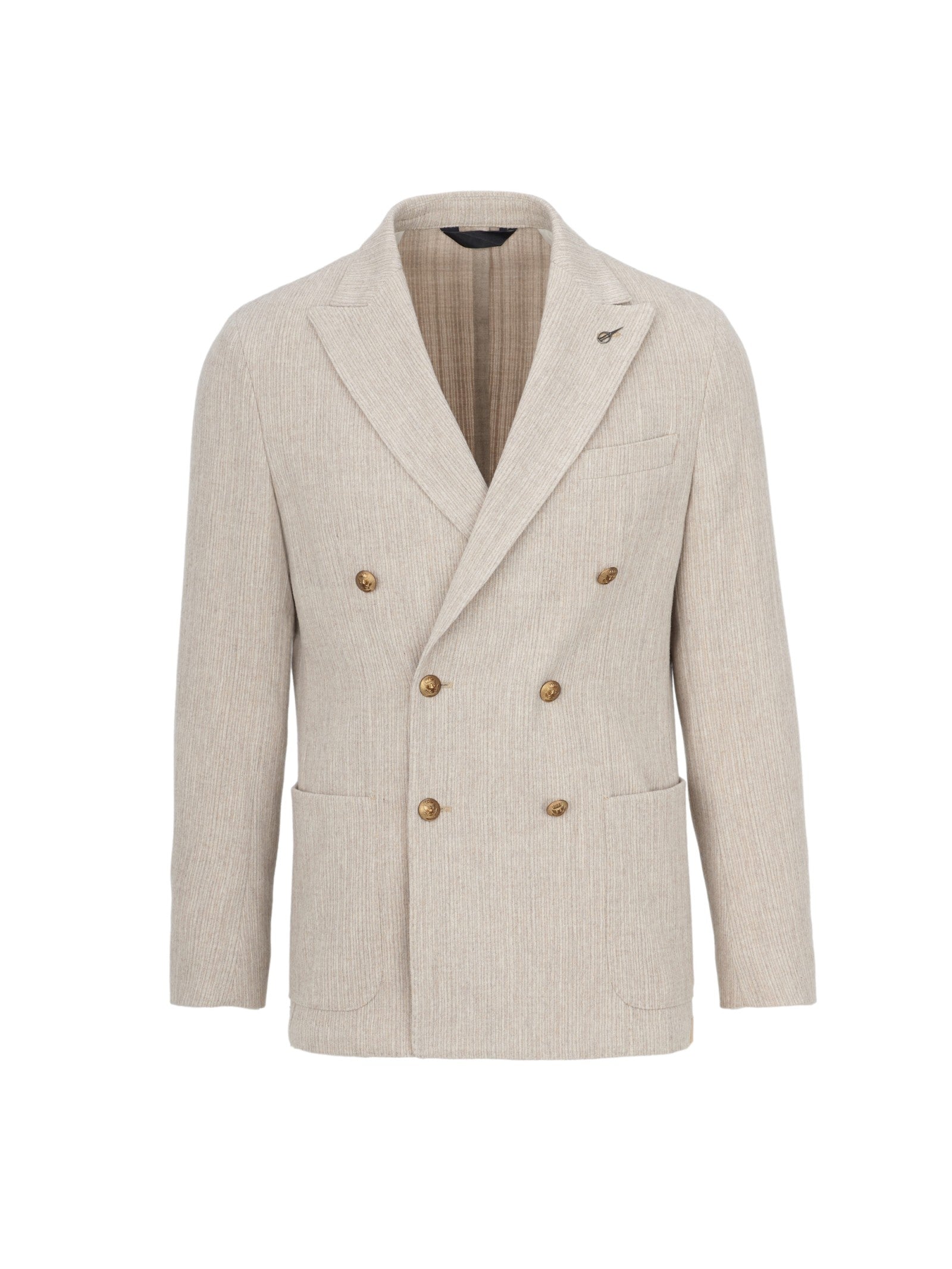 Giacca doppio petto velluto a coste in lana cashmere 44 / BEIGE