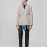 Giacca doppio petto velluto a coste in lana cashmere 44 / BEIGE