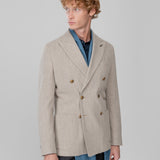 Giacca doppio petto velluto a coste in lana cashmere 44 / BEIGE