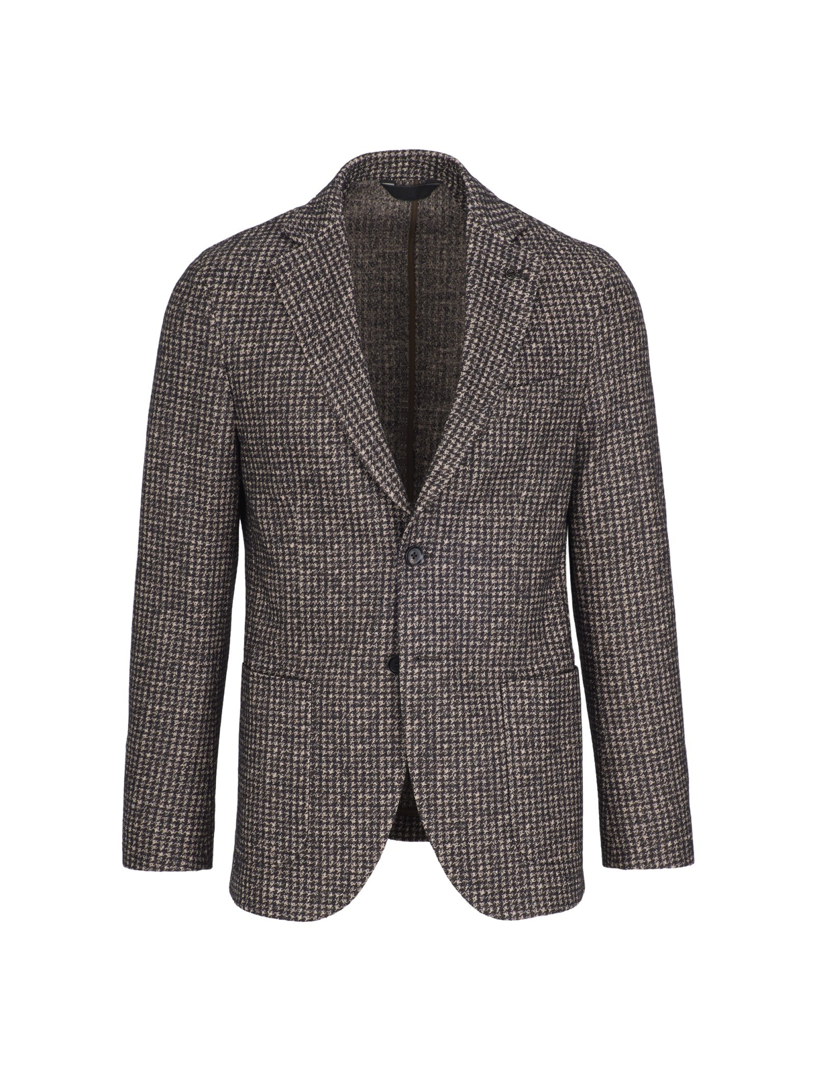Giacca slim in jersey lana cotone pied de poule 44 / MARRONE