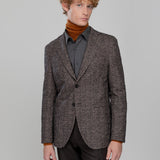 Giacca slim in jersey lana cotone pied de poule 44 / MARRONE