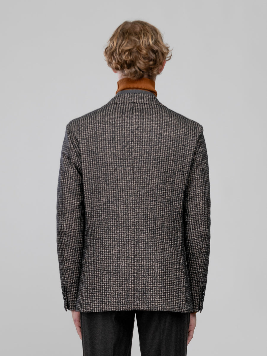 Giacca slim in jersey lana cotone pied de poule 44 / MARRONE