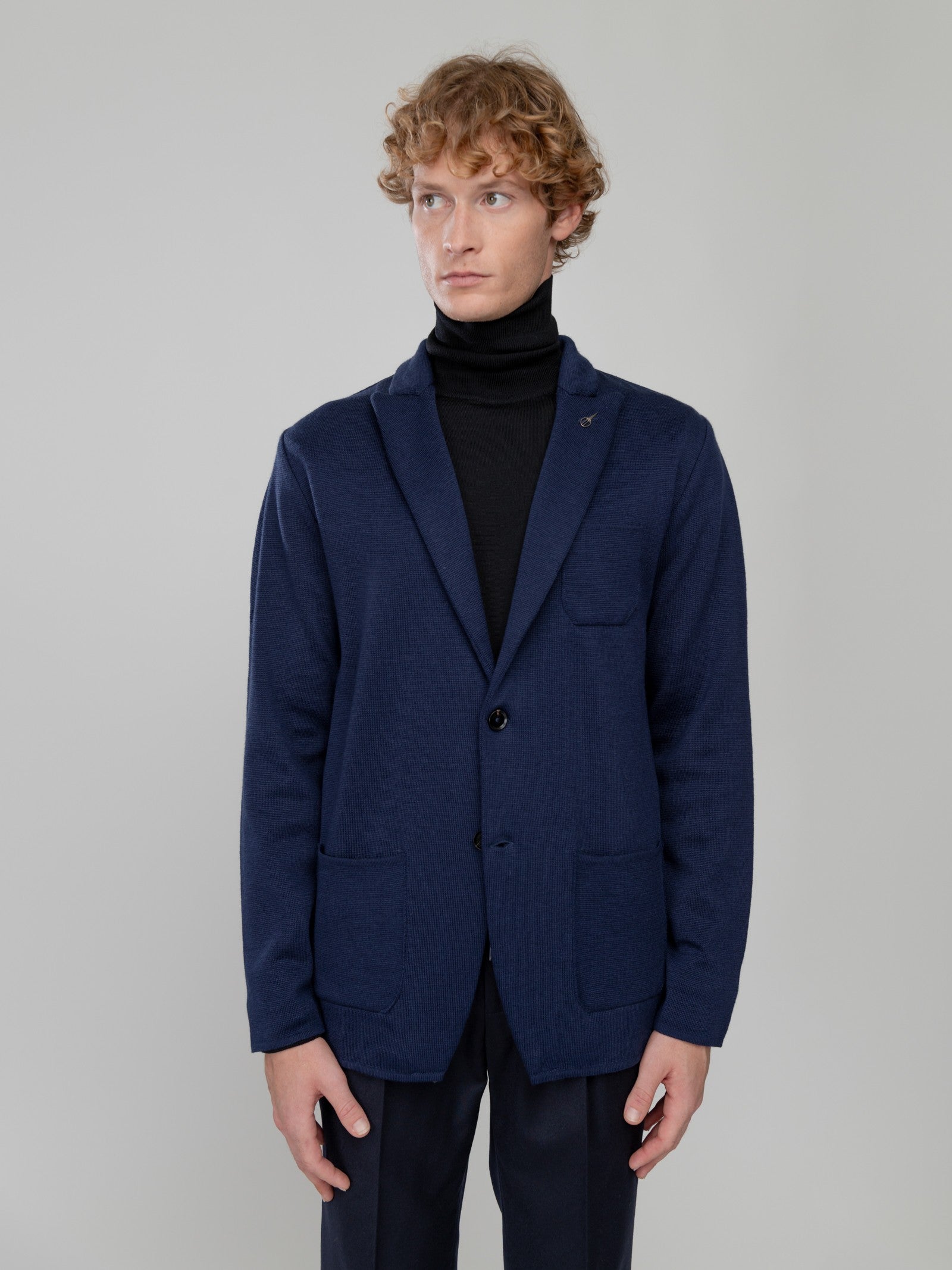 Giacca maglia monopetto jersey stretch 44 / BLU