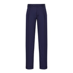 Pantalone pinces saglia di lana stretch 44 / AZZURRO