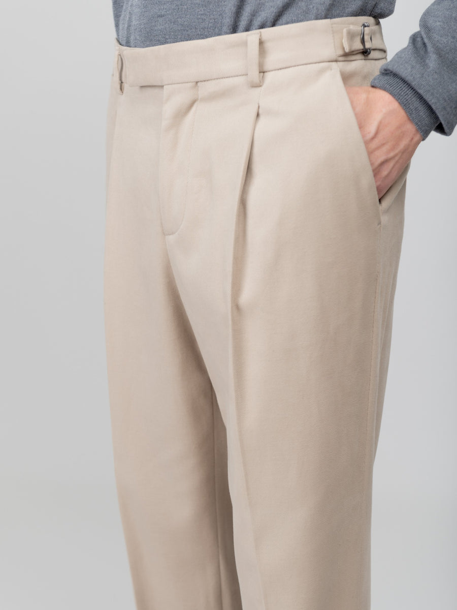 Pantalone baggy gabardina di cotone stretch 44 / BEIGE