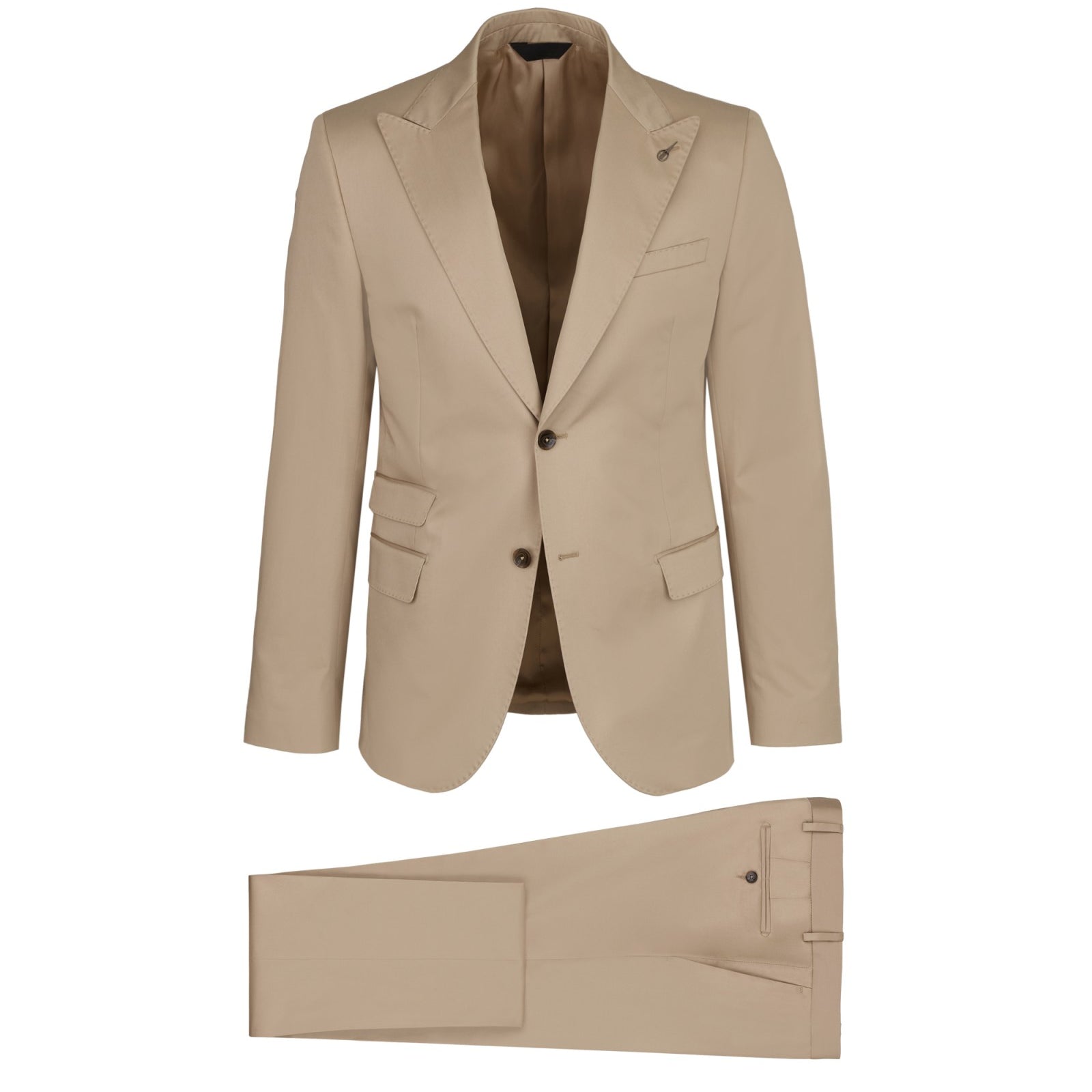 Abito slim raso di cotone stretch 44 / BEIGE