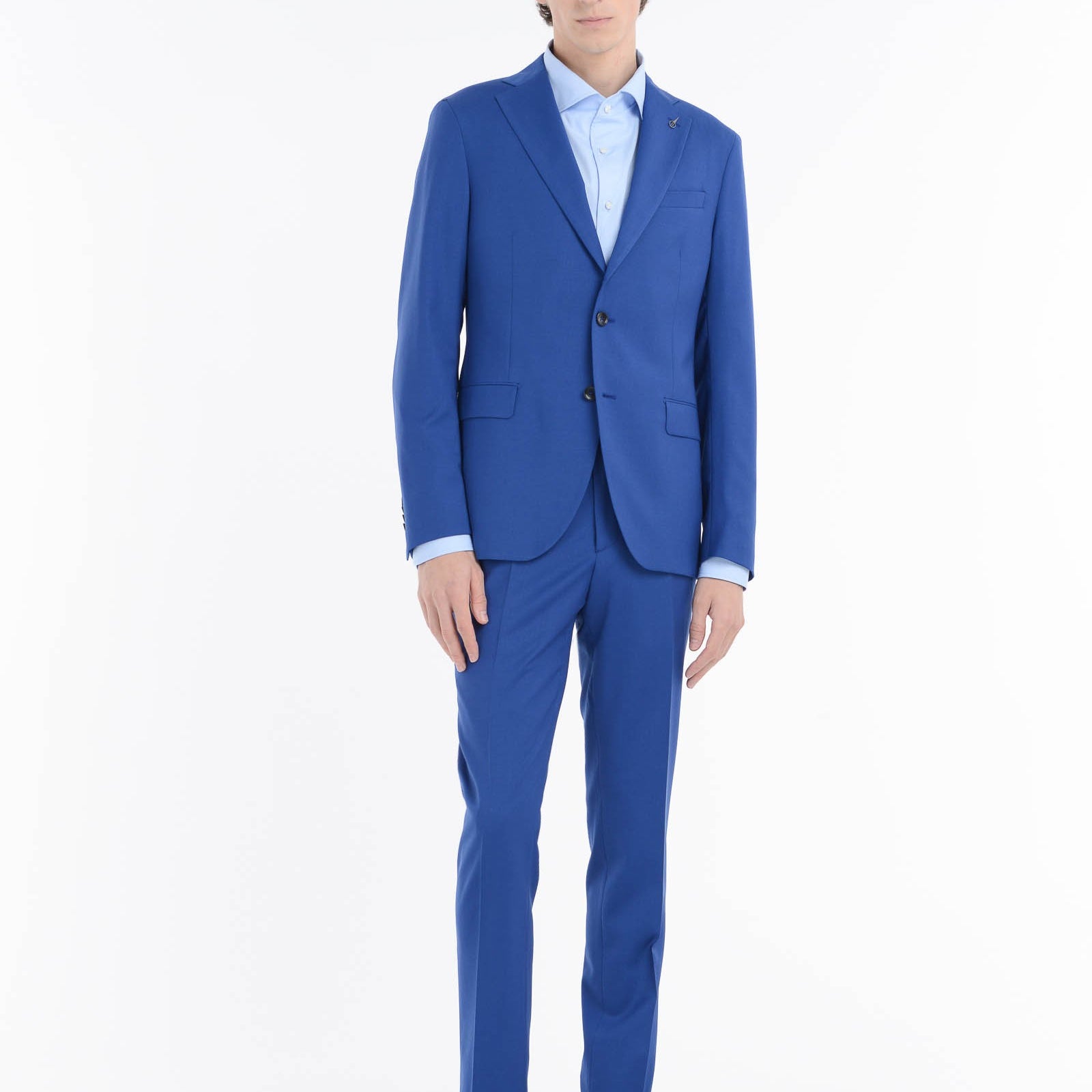 Abito slim tela di lana stretch 44 / AZZURRO