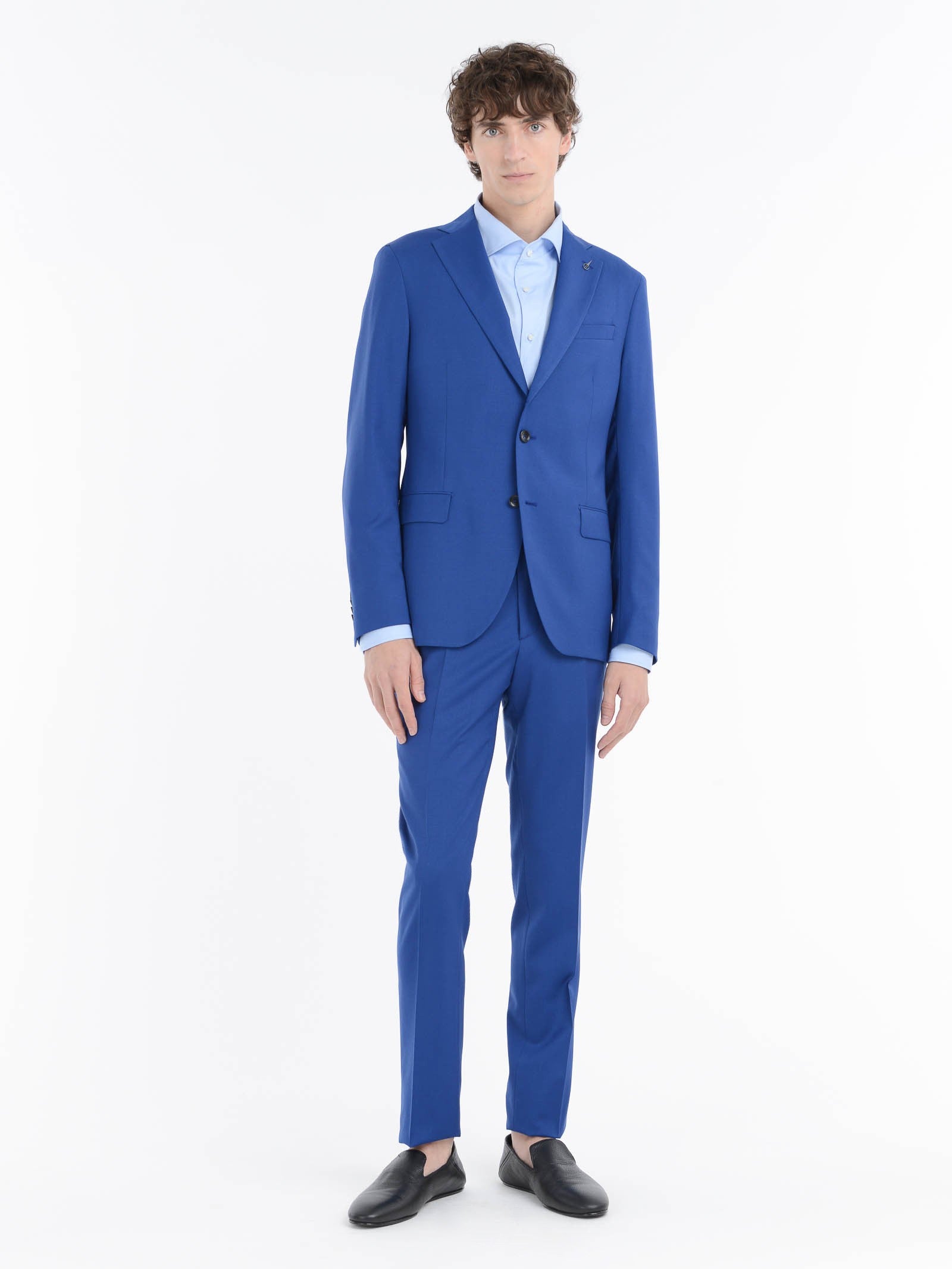 Abito slim tela di lana stretch 44 / AZZURRO