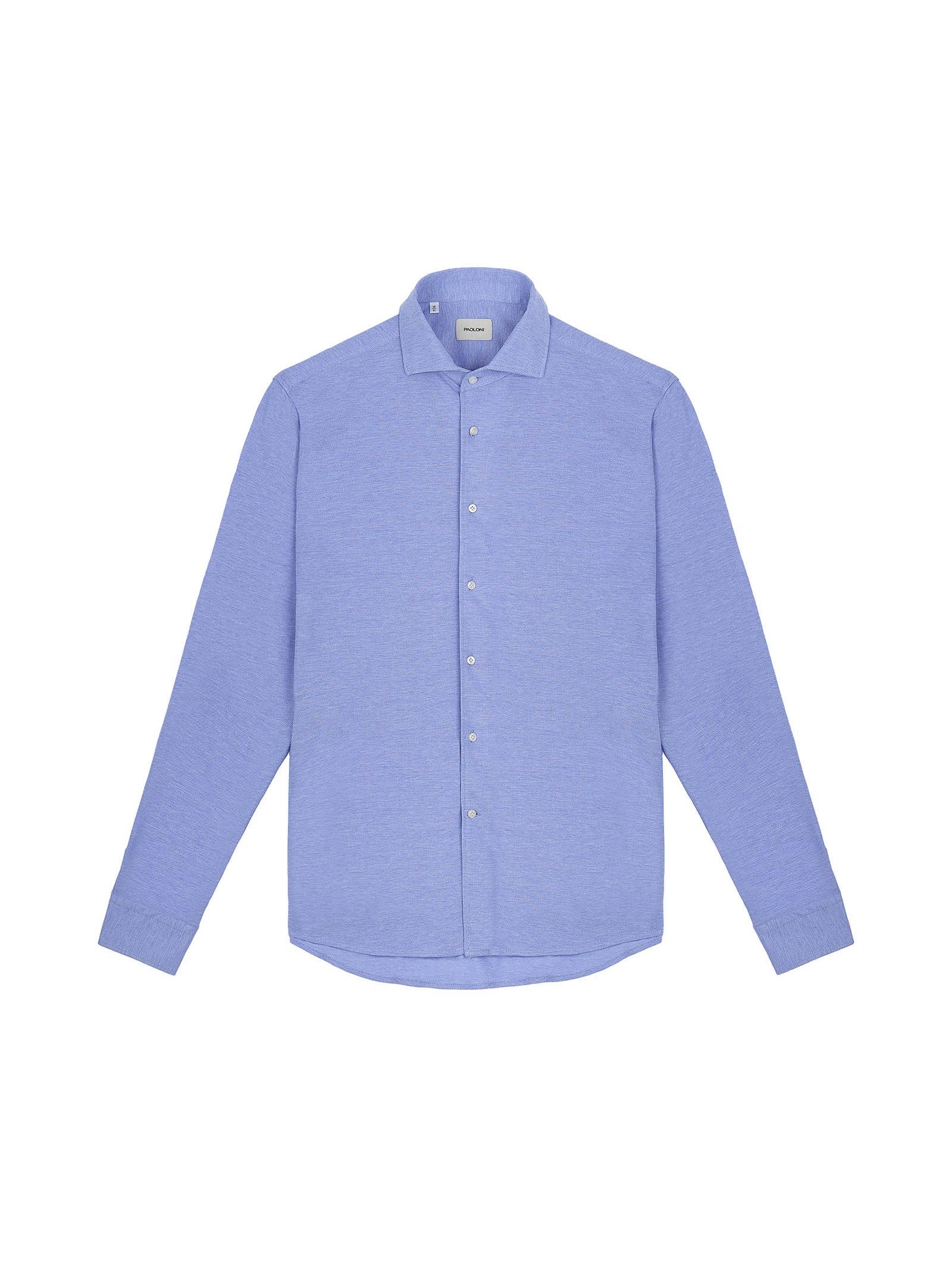 Camicia regular piquet di jersey in cotone 38 / AZZURRO