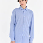 Camicia regular piquet di jersey in cotone 38 / AZZURRO