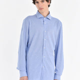 Camicia regular piquet di jersey in cotone 38 / AZZURRO