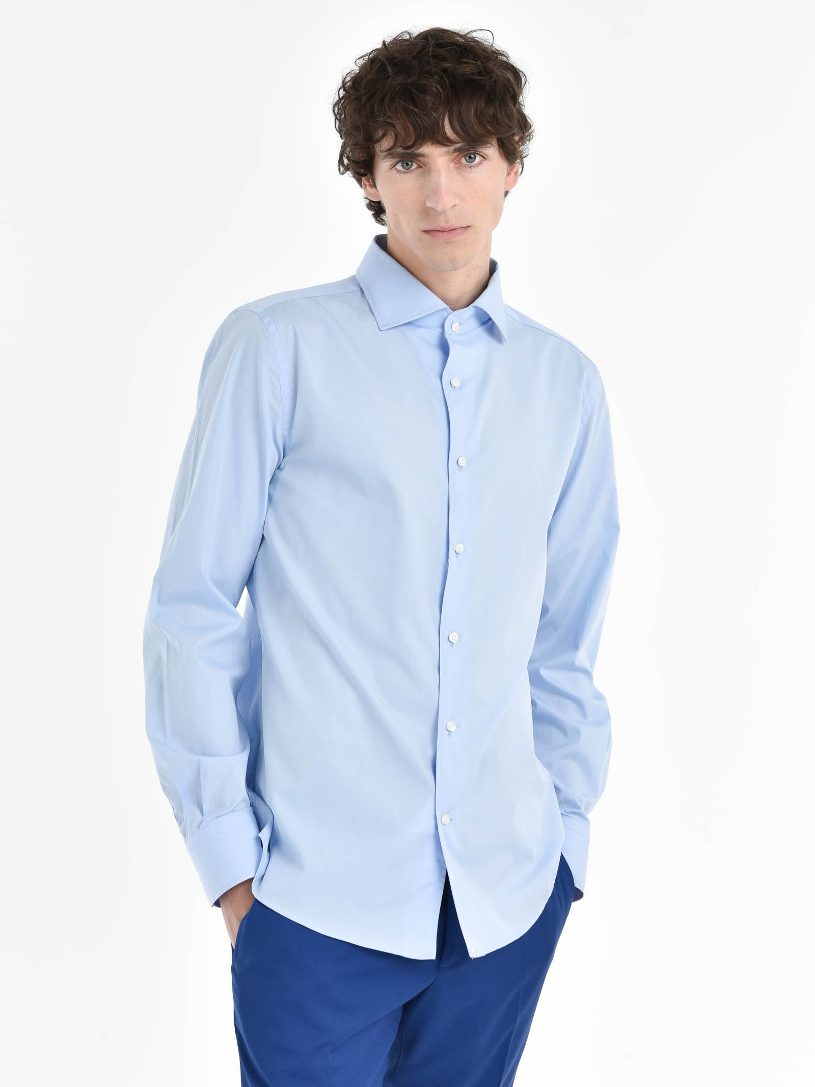 Camicia regular popeline di cotone 38 / AZZURRO