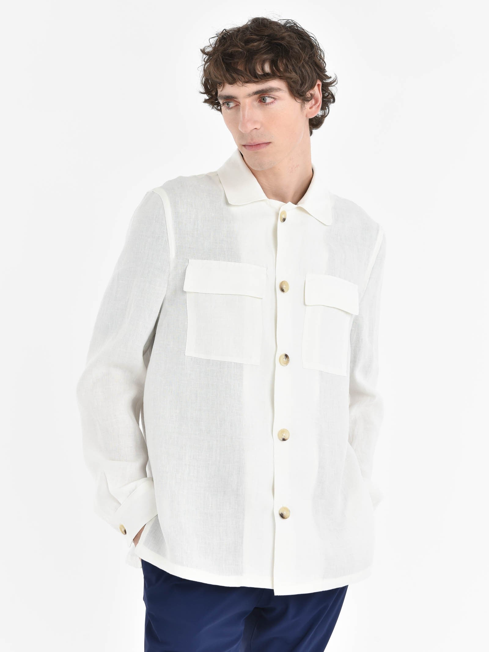 Overshirt lino delavè 44 / BIANCO