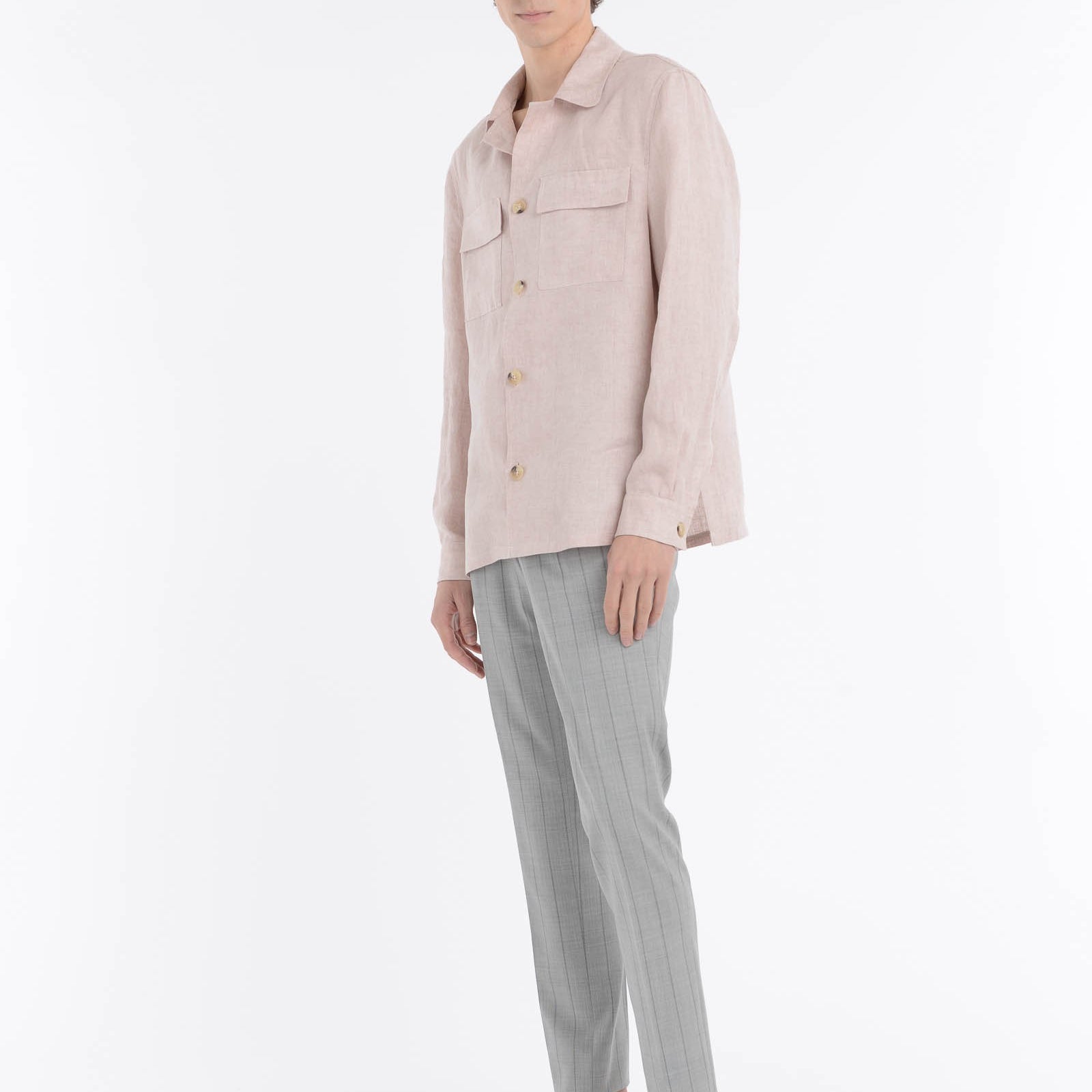 Overshirt lino delavè 44 / ROSA