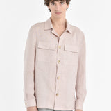 Overshirt lino delavè 44 / ROSA