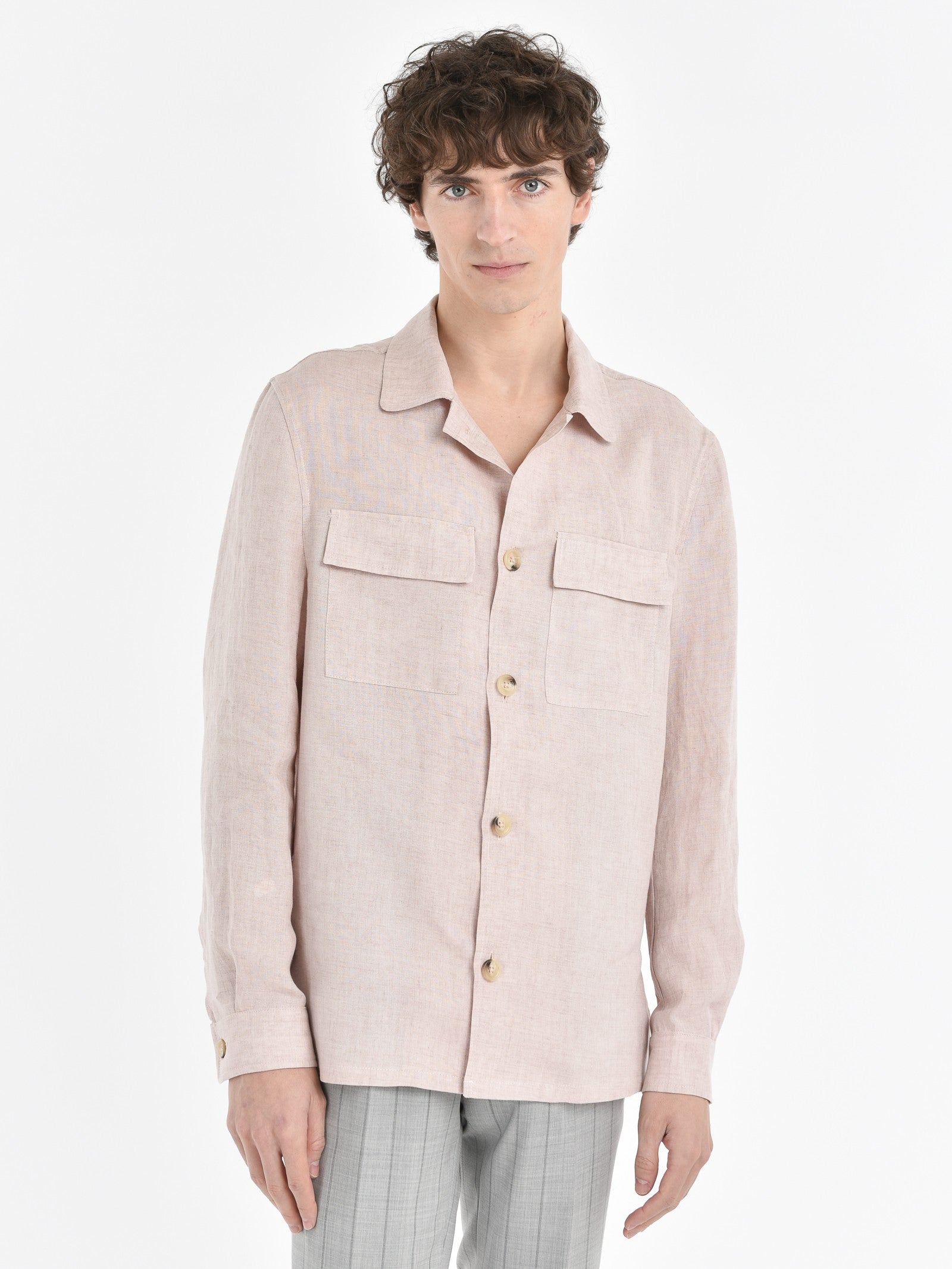 Overshirt lino delavè 44 / ROSA