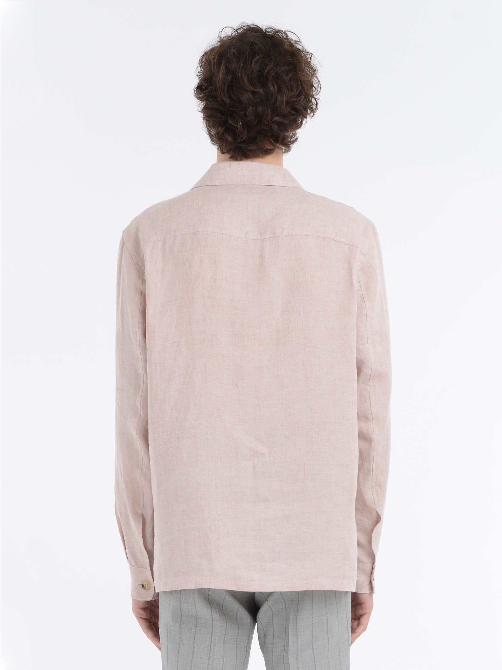 Overshirt lino delavè 44 / ROSA