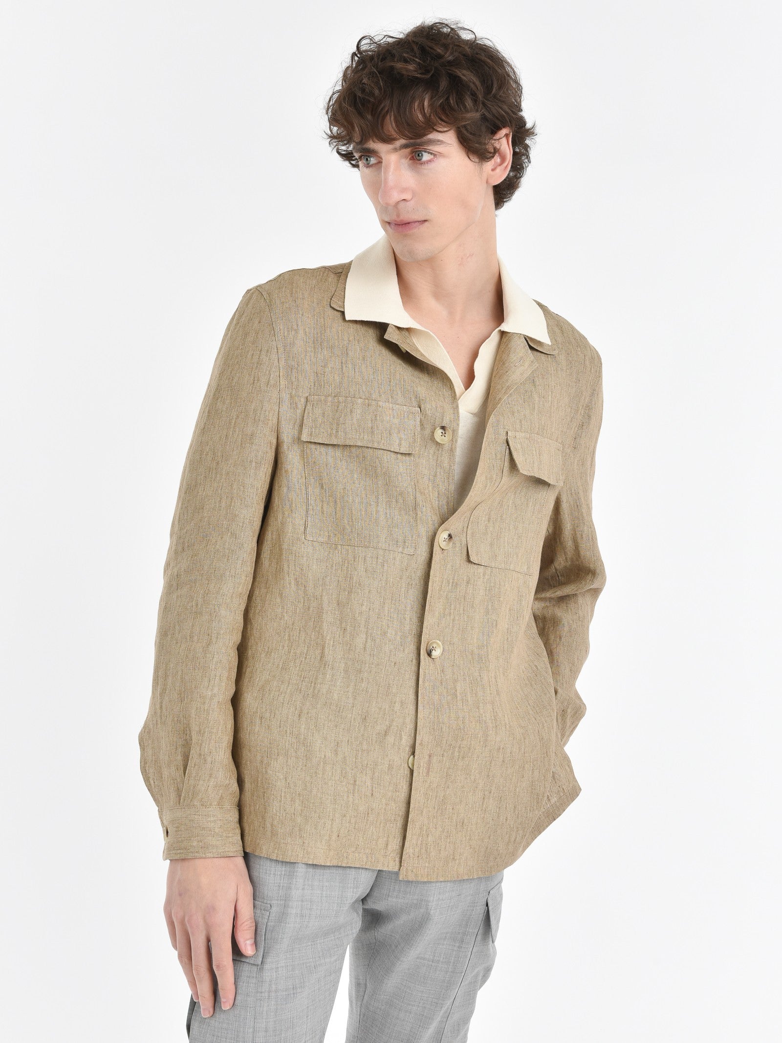 Overshirt lino delavè 44 / MARRONE