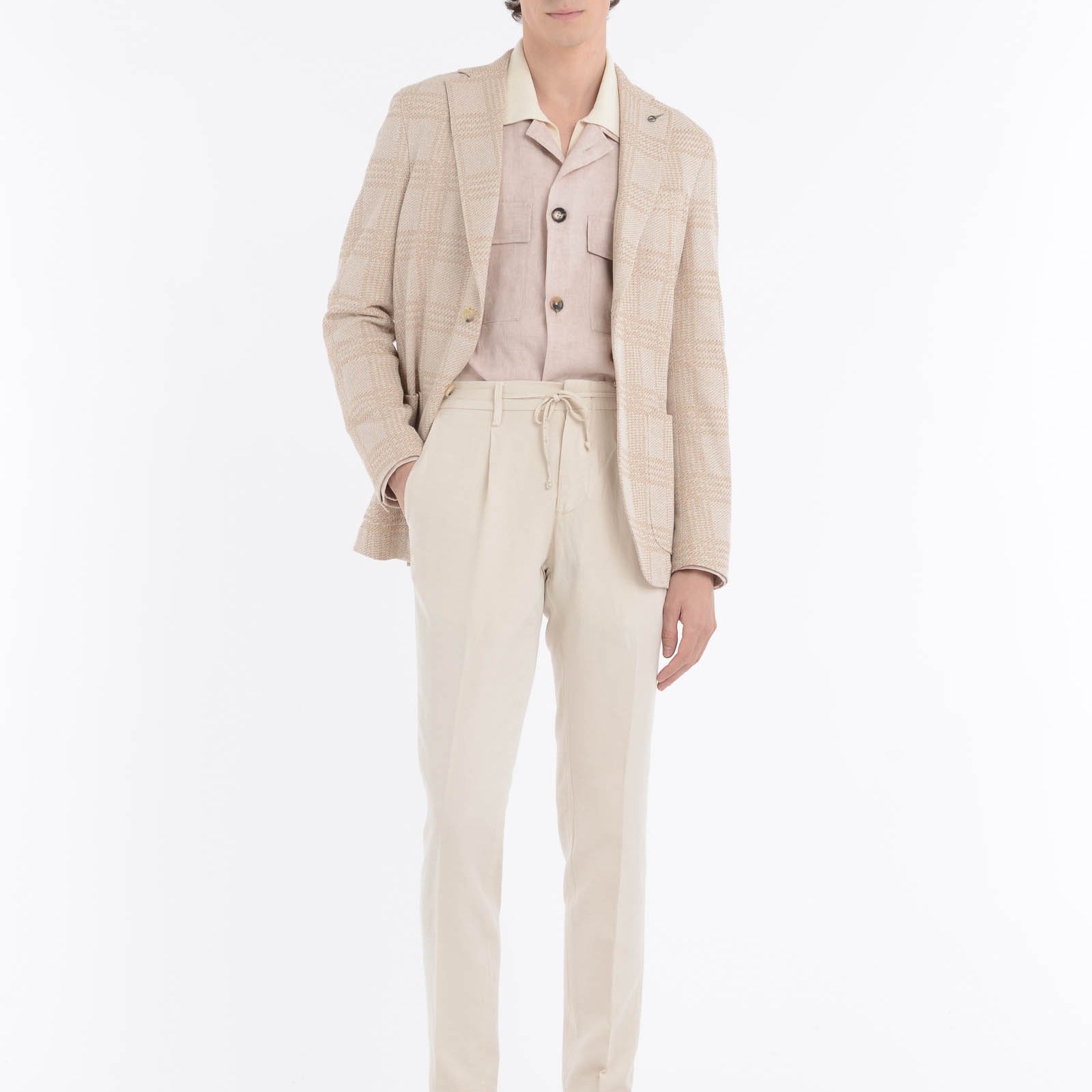 Giacca slim jersey moulinè check 44 / BEIGE