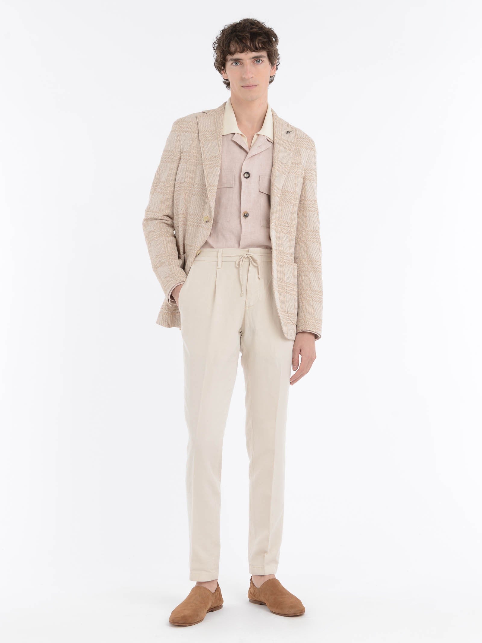 Giacca slim jersey moulinè check 44 / BEIGE