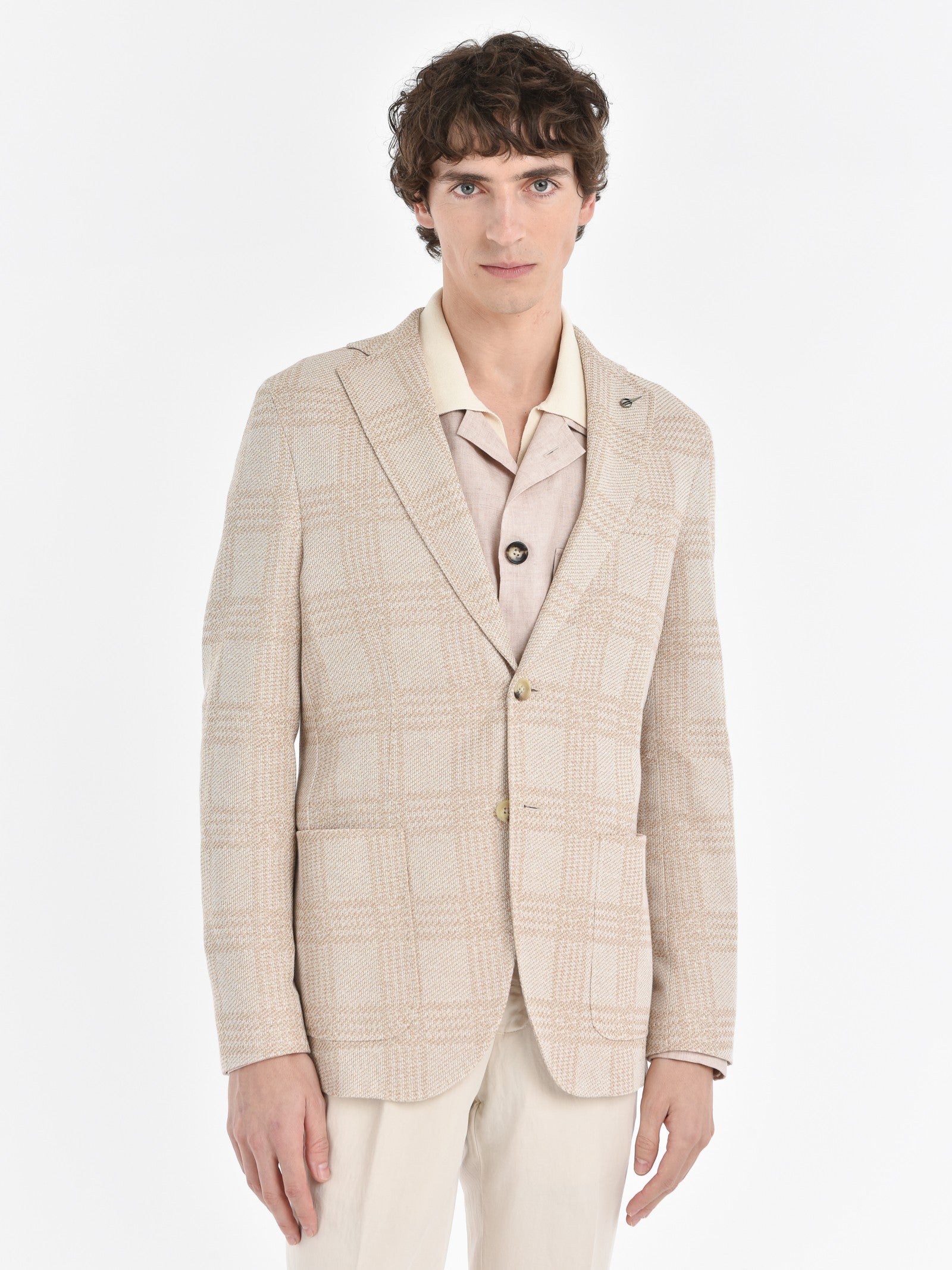 Giacca slim jersey moulinè check 44 / BEIGE