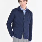 Overshirt in maglia misto cotone 44 / BLU