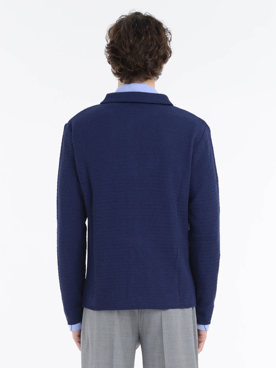 Overshirt in maglia misto cotone 44 / BLU
