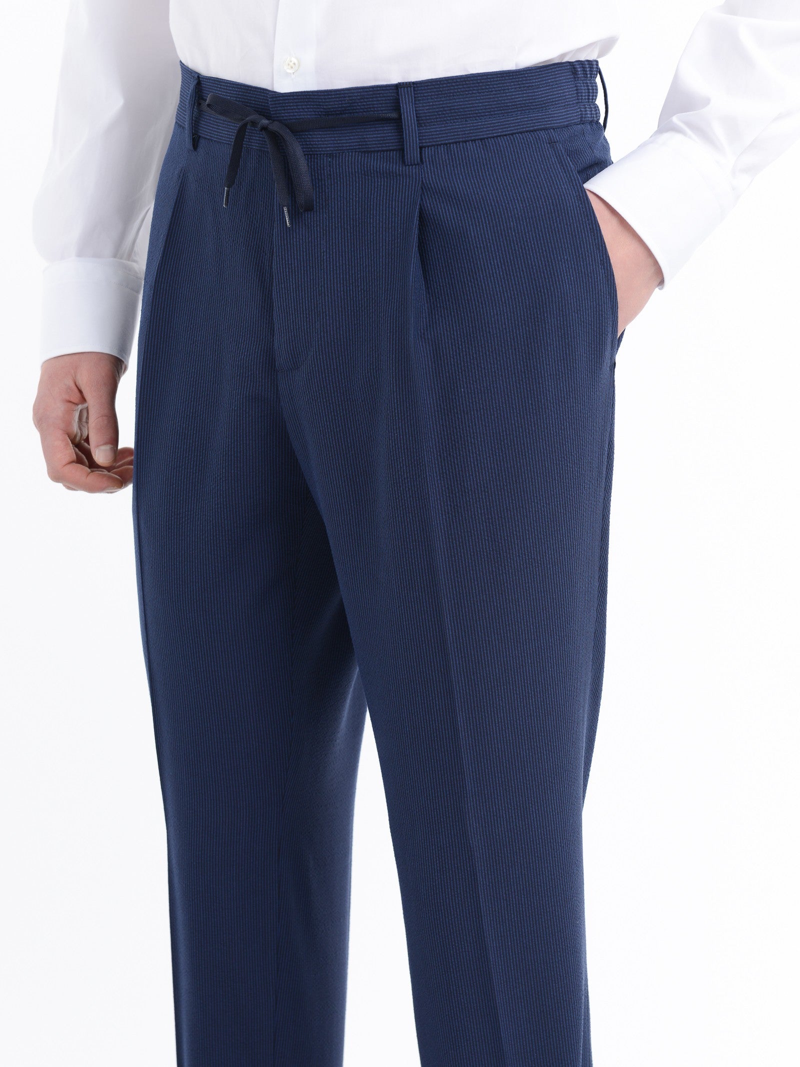 Pantalone jogging seersucker gessato 44 / BLU