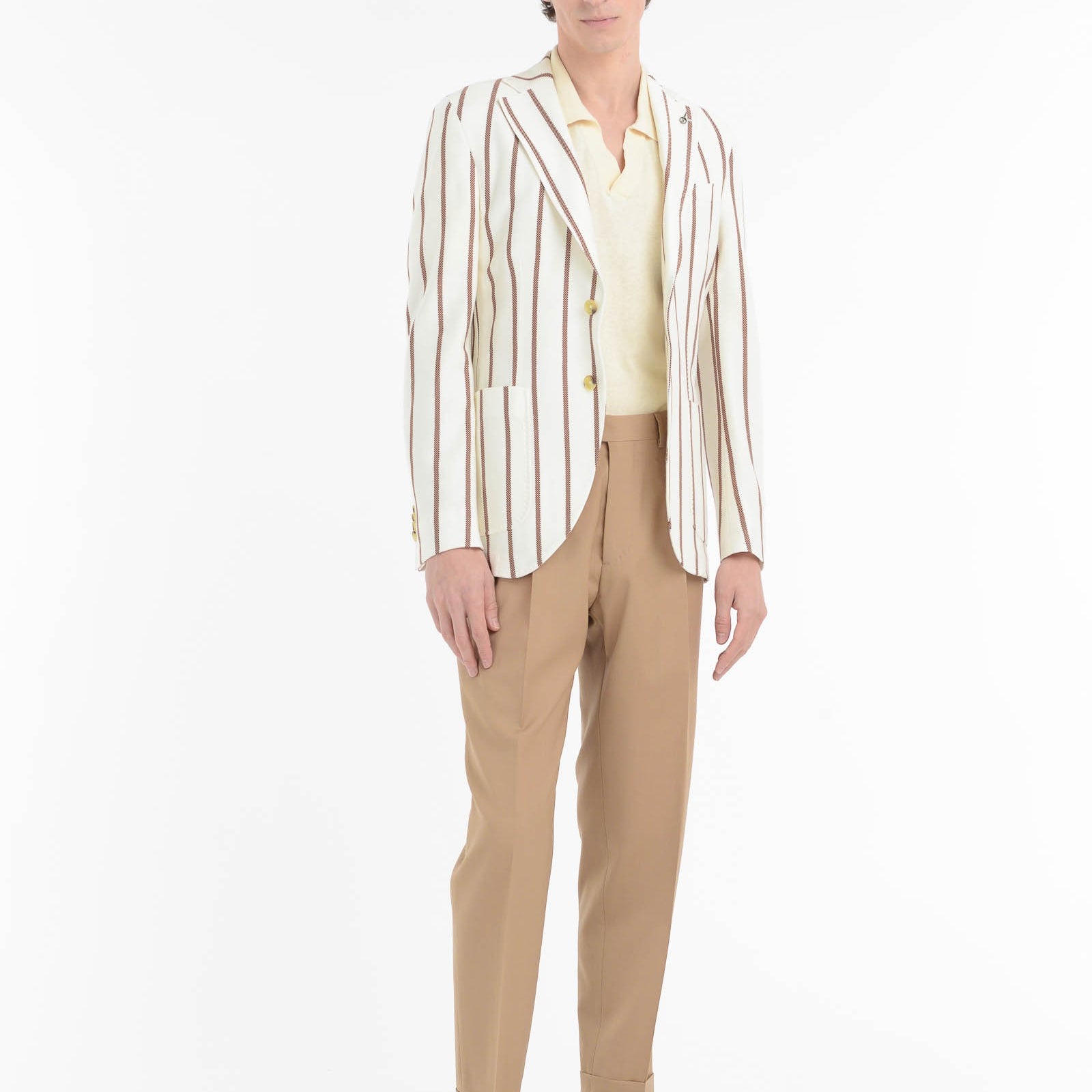 Pantalone doppia pinces tela di lana stretch 44 / BEIGE