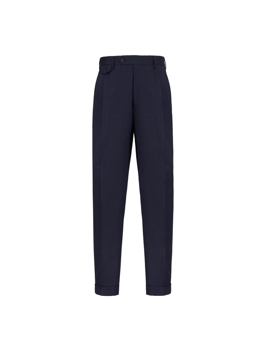 Pantalone doppia pinces tela di lana stretch 44 / BLU