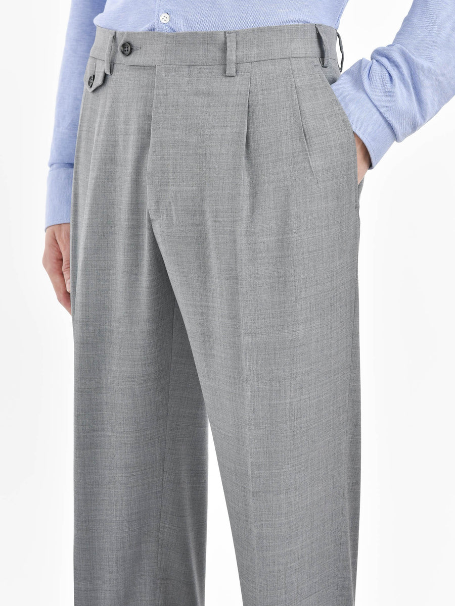 Pantalone doppia pinces tela di lana stretch 44 / GRIGIO
