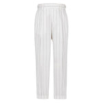 Pantalone baggy gessato cotone lino 44 / BIANCO