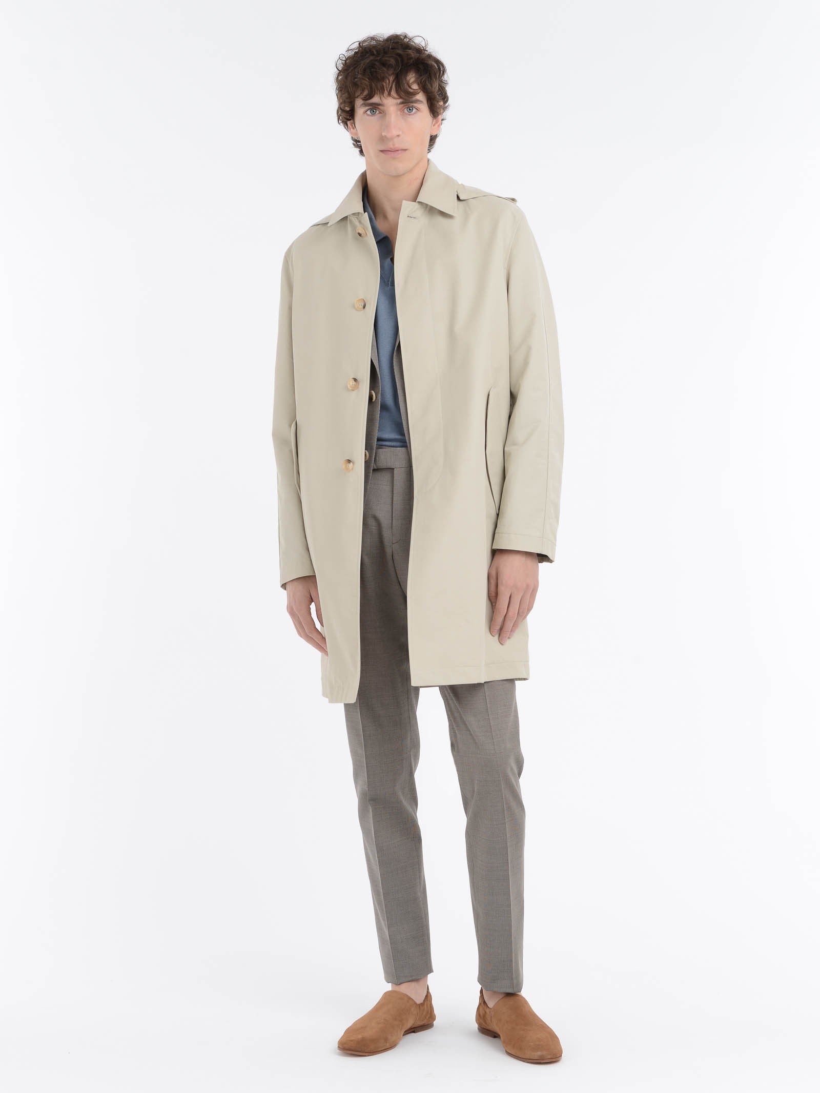 Trench sfoderato gabardina tecnica misto cotone 44 / BEIGE