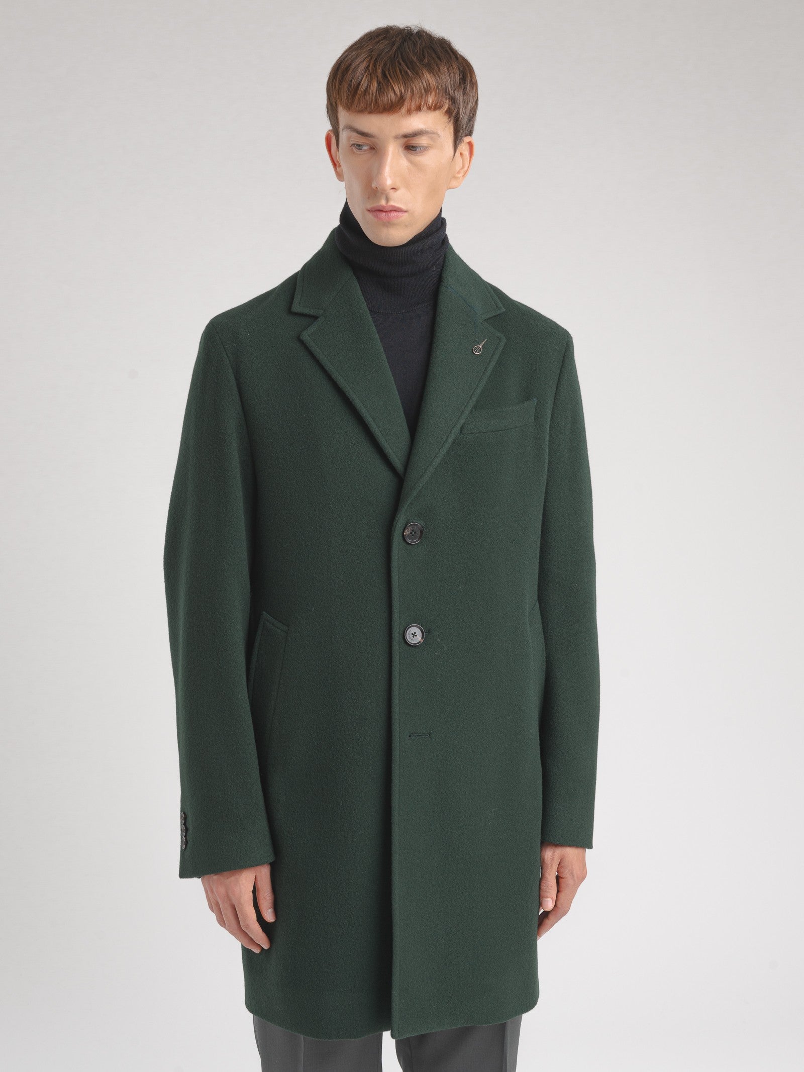 Cappotto panno velour misto lana 44 / VERDE