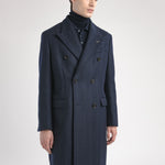 Cappotto doppiopetto gessato misto lana 44 / BLU