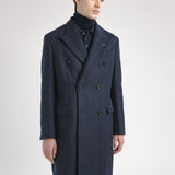 Cappotto doppiopetto gessato misto lana 44 / BLU