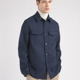 Overshirt armatura diagonale in misto lana 44 / BLU