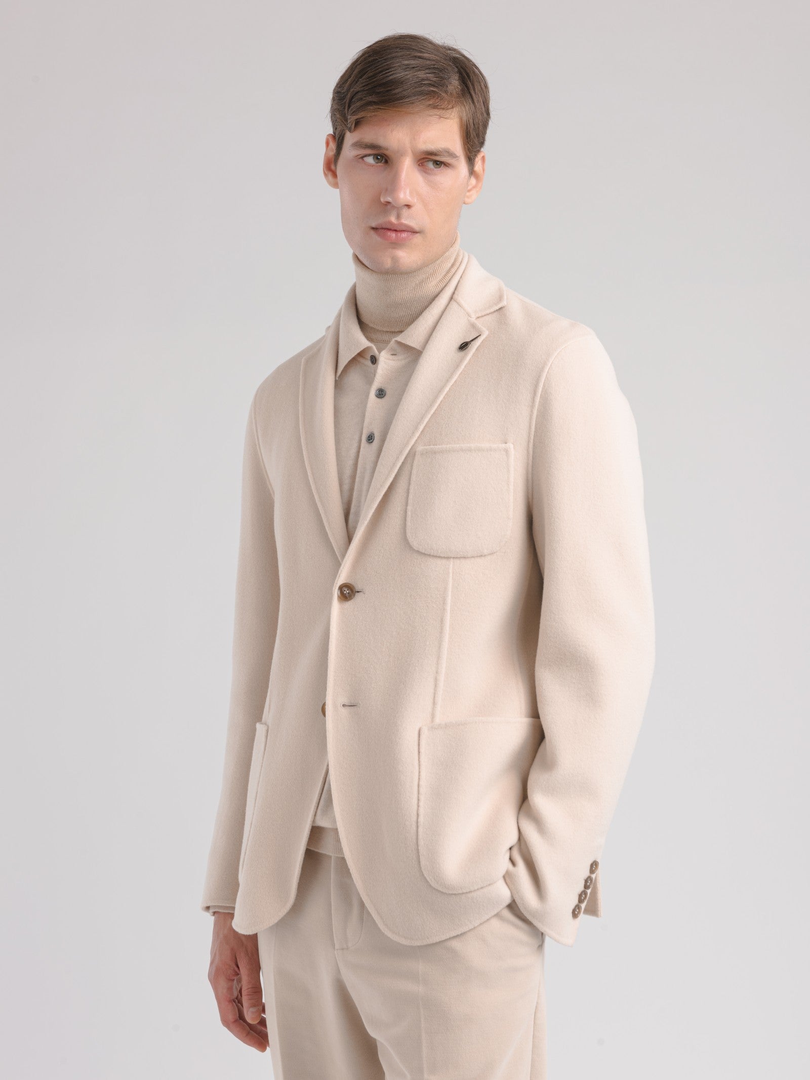 Giacca slim panno misto lana 44 / BEIGE