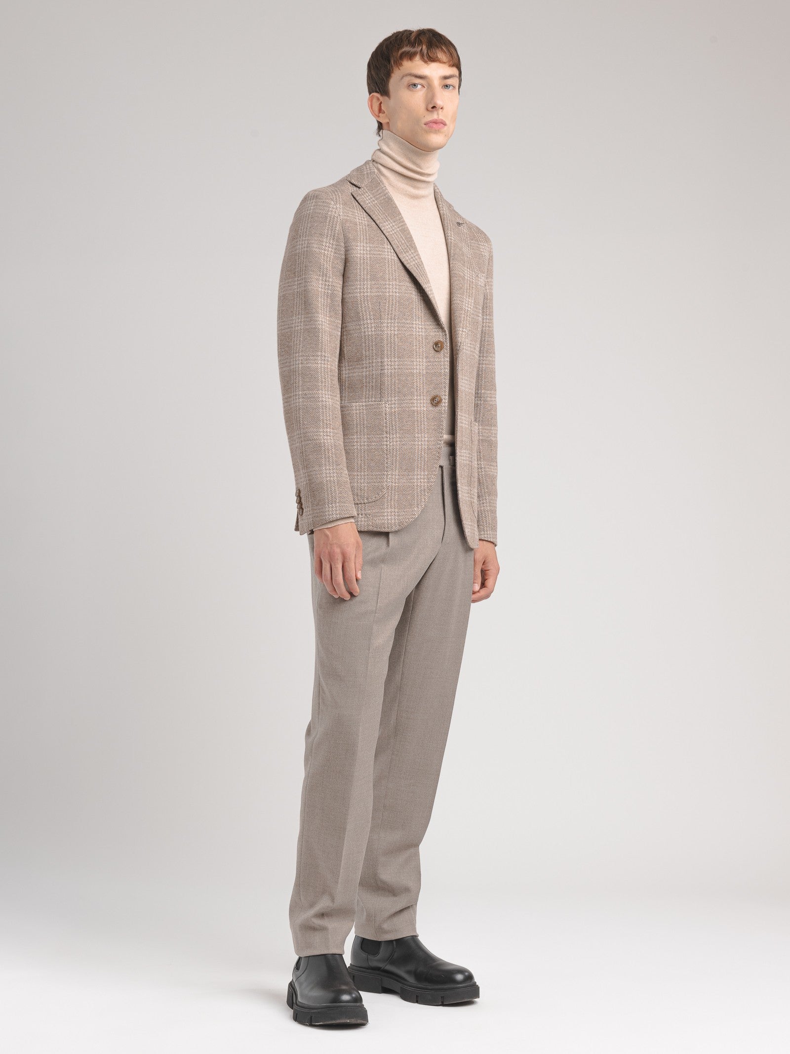 Giacca check jersey di cotone 44 / BEIGE