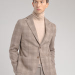 Giacca check jersey di cotone 44 / BEIGE