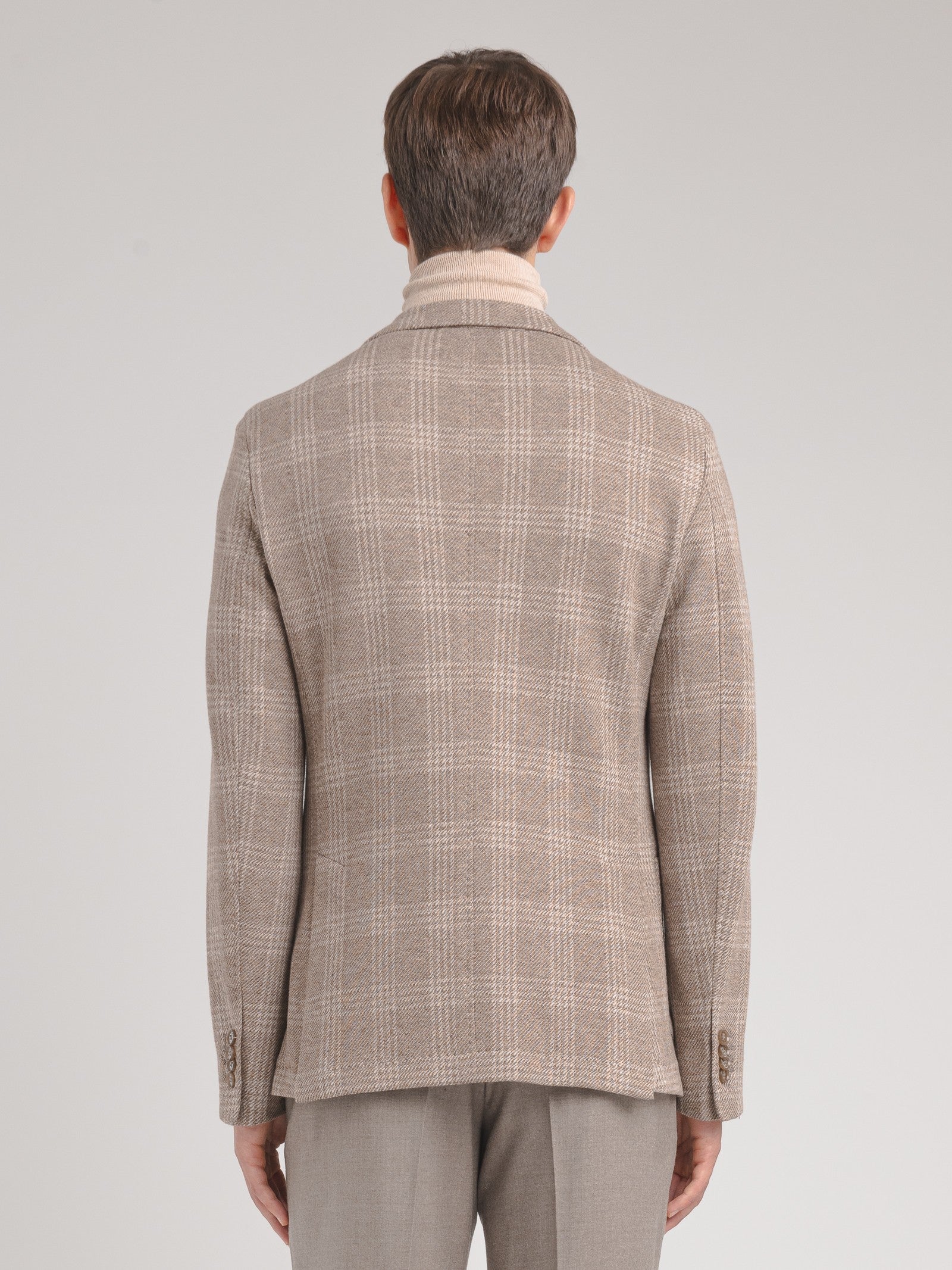 Giacca check jersey di cotone 44 / BEIGE