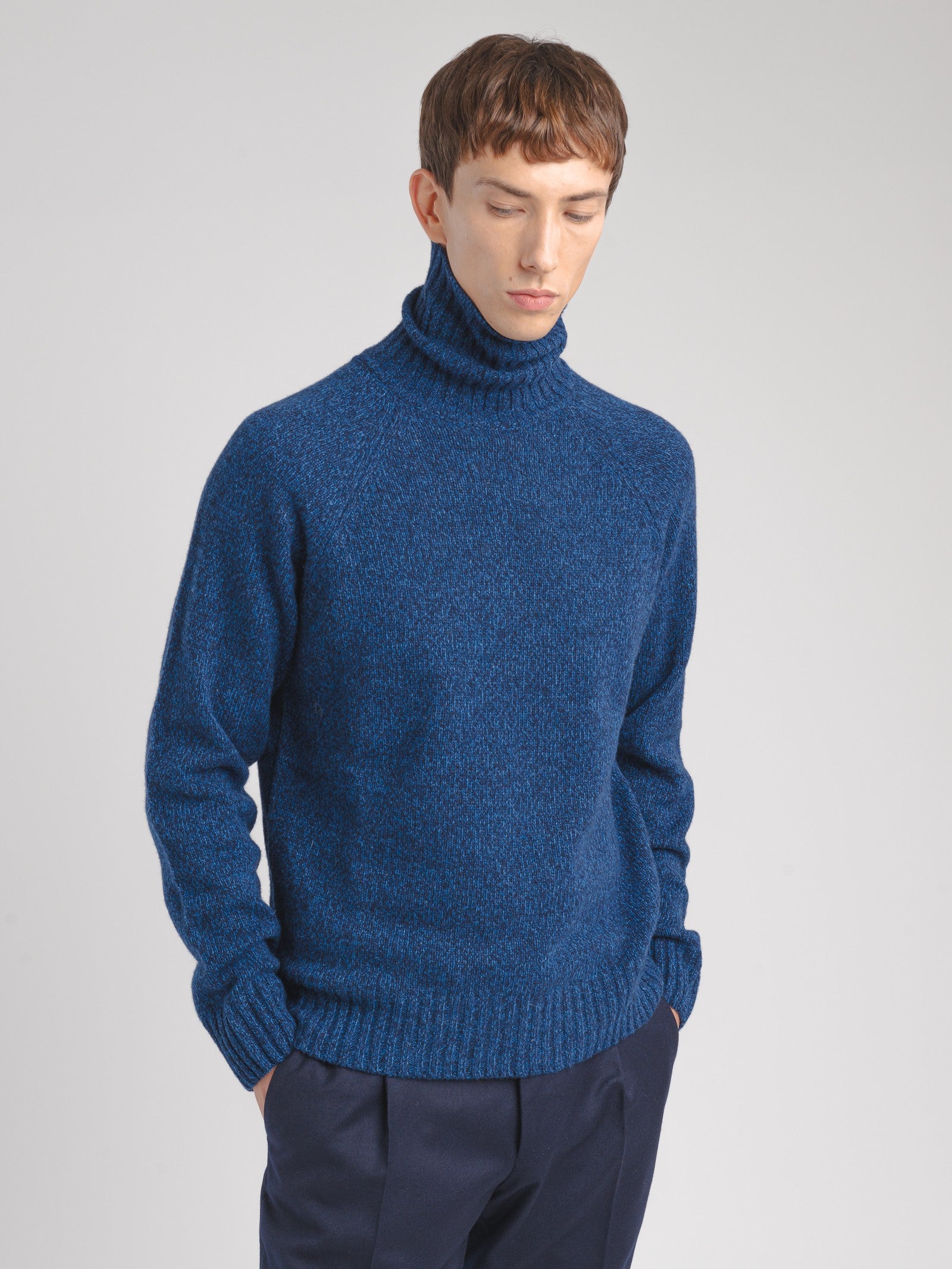 Maglione collo alto misto lana 44 / BLU