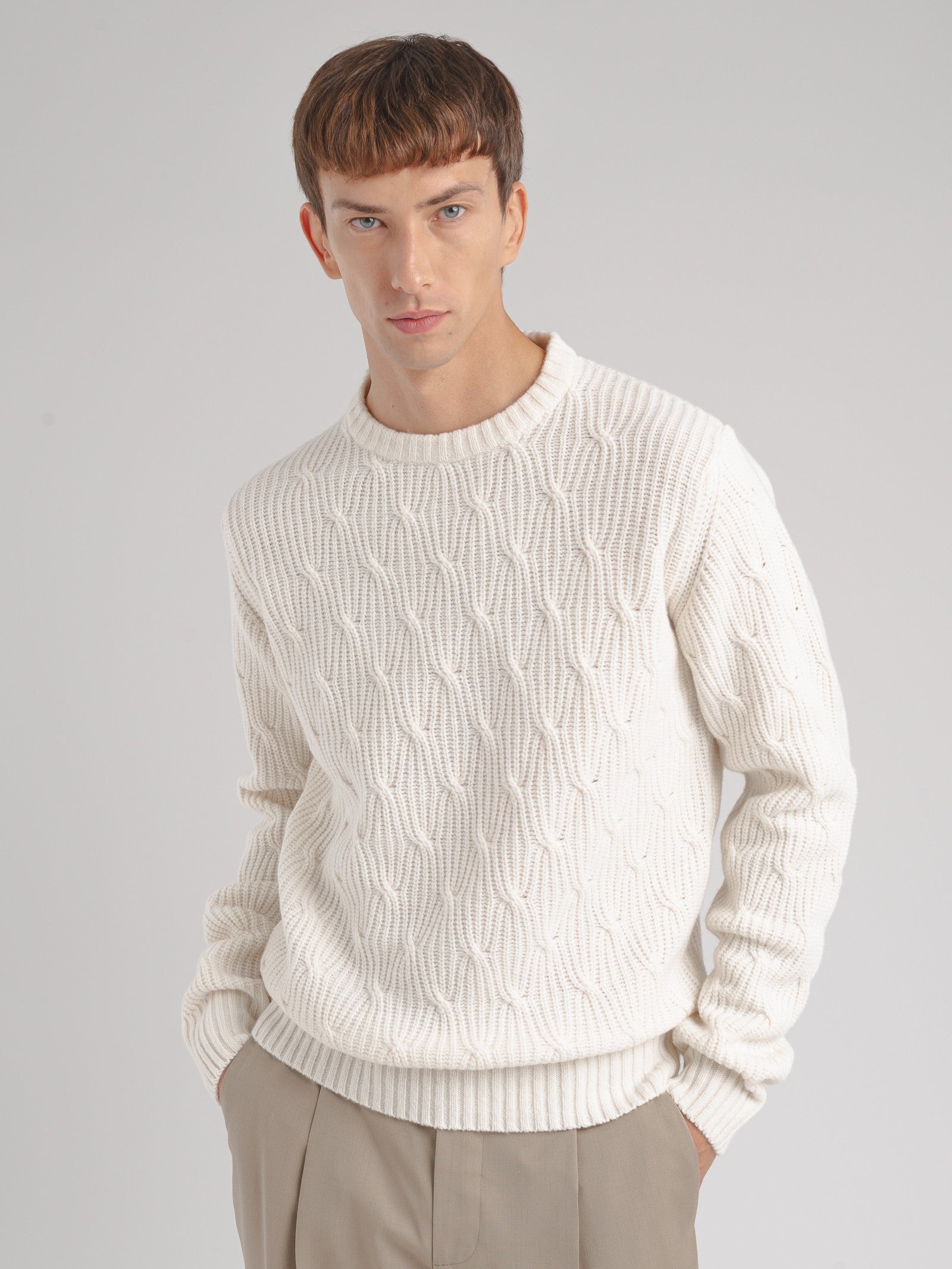 Maglione girocollo misto lana 44 / BIANCO