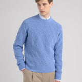 Maglione girocollo misto lana 44 / AZZURRO