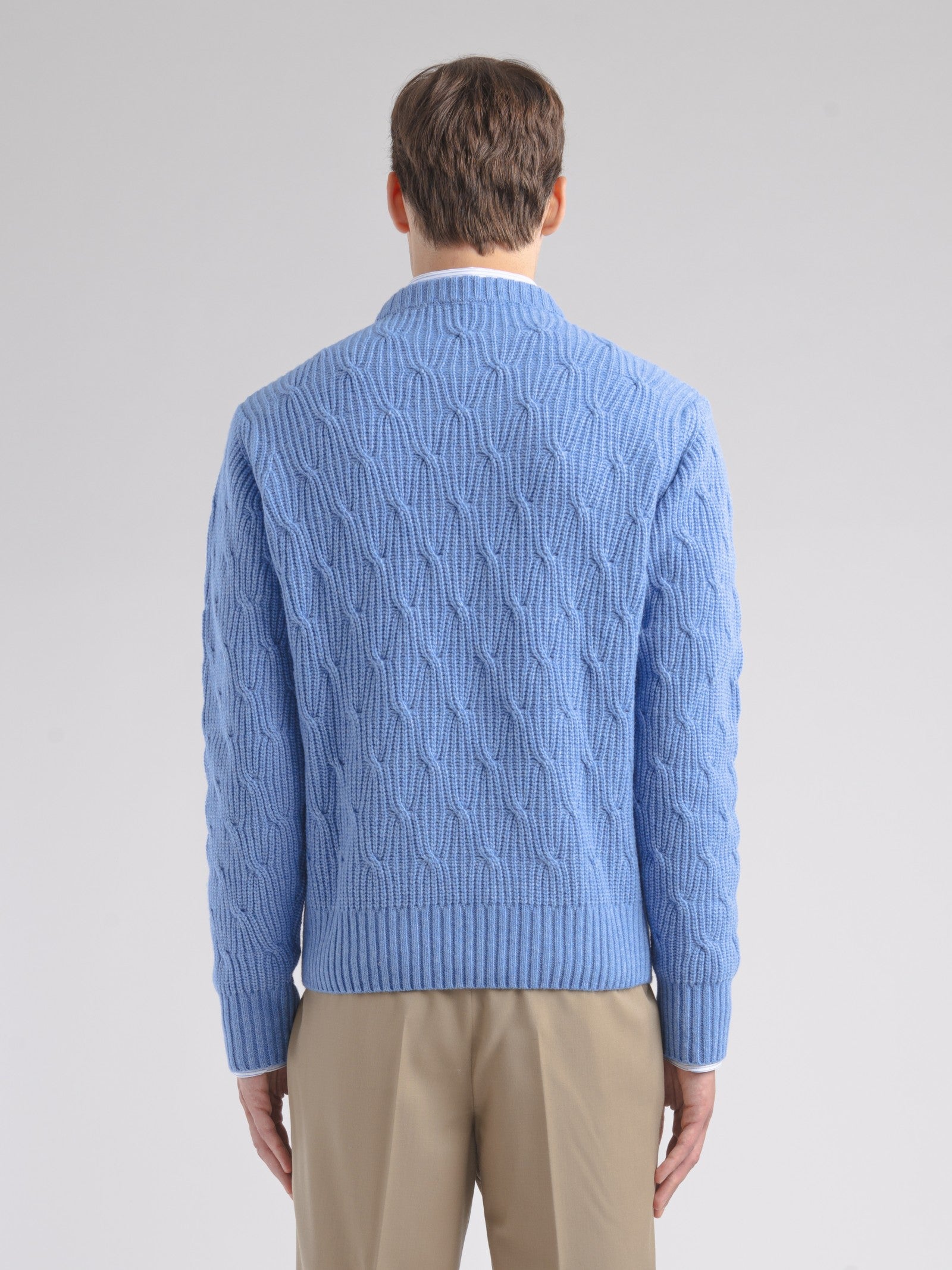 Maglione girocollo misto lana 44 / AZZURRO