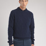 Maglione girocollo misto lana 44 / BLU