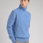 Maglione collo alto misto lana 44 / AZZURRO