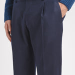 Pantalone pinces flanella di lana stretch 44 / BLU