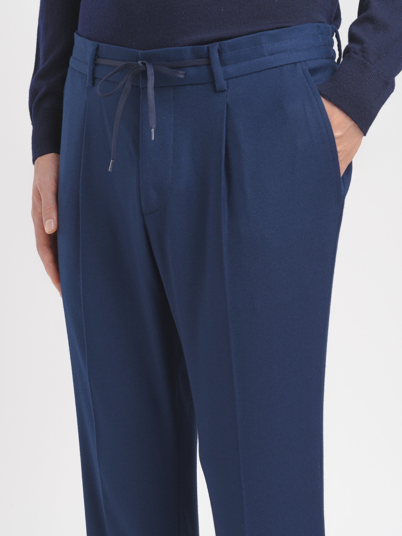 Pantalone jogging flanella di lana stretch 44 / BLU